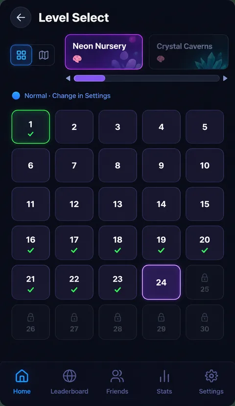 Level Select screen with zone map and unlocked levels
